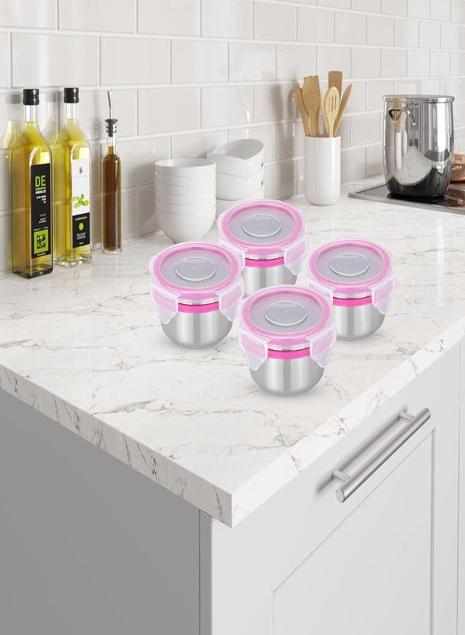 STEELLOCK Stainless Steel Airtight Container with Lid | Leakproof, BPA-Free | Multipurpose Food Storage Containers/Tiffin/Dabba for Office, School & Kitchen | SL-1101-set of 4, 150ml each, Pink - Image 2
